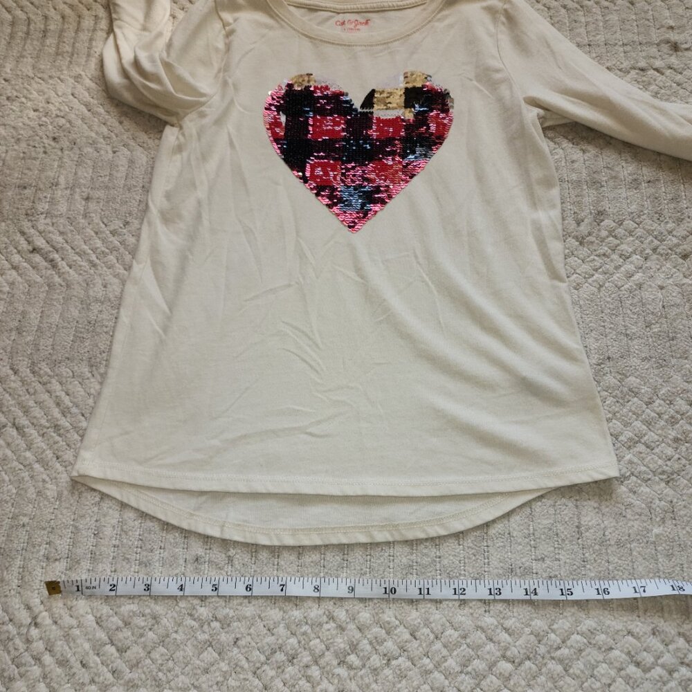 Cat & Jack Girls’ Sequin Heart Long Sleeve Top – Size L (10/12) - Picture 8 of 15